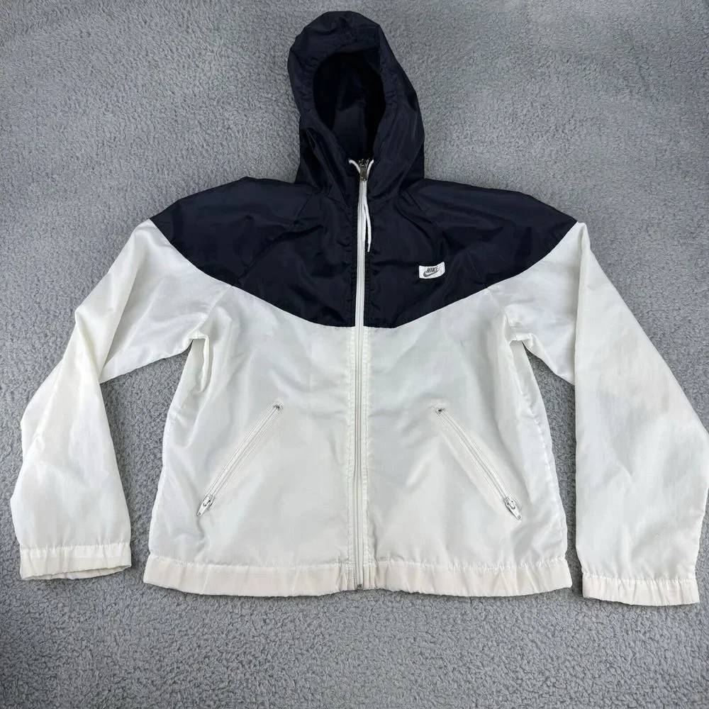 Vintage Nike Windrunner Jacket 90s White Black‎ Men's Size Large Runs Small